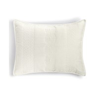 Martha Stewart Collection Cable Knit Velvet Pillow Shams, Ivory, King