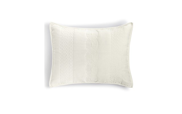  Cable Knit Velvet Pillow Shams, Ivory, King