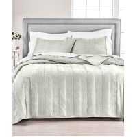 Martha Stewart Collection Cable Knit Velvet Quilt, Twin, Gray
