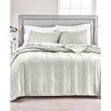 Martha Stewart Collection Cable Knit Velvet Quilt, Twin, Gray