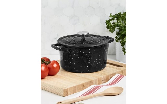  Enameled Cast Iron Speckled 4-Qt. Dutch Ovens, Black