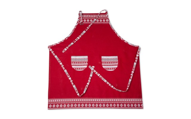  Fair Isle Apron, Red, 32″ x 31″