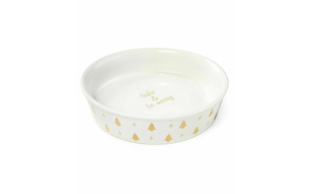  Holiday Pie Plate, Ivory/Yellow