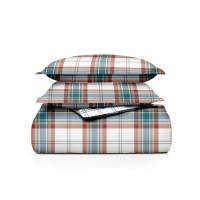 Martha Stewart Collection Holiday Plaid Percale 3-Piece King Comforter Set, Green