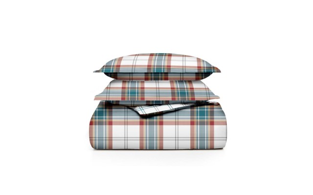  Holiday Plaid Percale 3-Piece King Comforter Set, Green
