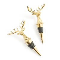 Martha Stewart Collection Holiday Reindeer Bottle Stoppers, Set of 2, Gold