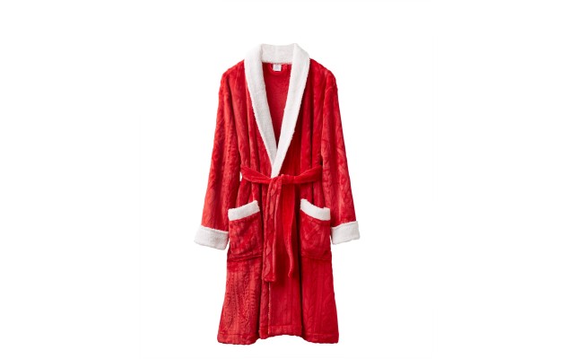  Plush Holiday Bath Robe, Red
