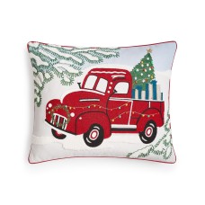 Martha Stewart Collection Tree Truck Decorative Pillow, 16″ x 20″, Red