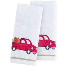 Martha Stewart Collection Truck Fingertip Towel, White, 11″ x 18″