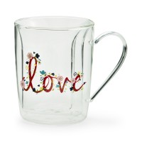 Martha Stewart Collection Valentine’s Day Glass Double Wall Heart Mug