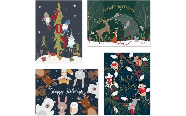  16-Count Boxed Assorted Holiday Cards, 4 each of 4 Different Designs, Delightful Set, 6.25″ x 4.62″