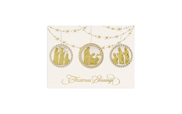  Masterpiece Cards Nativity Ornaments Holiday Boxed Cards, 16 Cards and 16 Envelopes