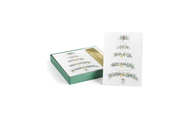  Pine Bough Tree Holiday Set of 18 Boxed Cards
