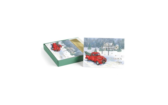  Vintage-Like Truck Scene Holiday Set of 18 Boxed Cards, Multicolor