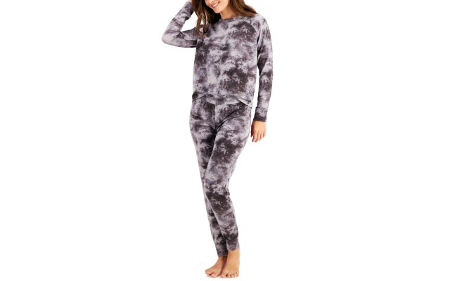 Matching Women’s Tie-Dyed Family Pajama Set, Gray, Medium