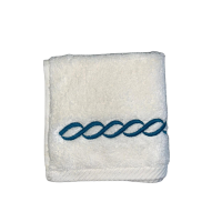 Matouk Classic Chain Basic Washcloth. Turquoise, 12x12