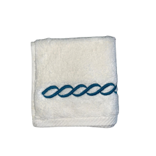 Matouk Classic Chain Basic Washcloth. Turquoise, 12x12