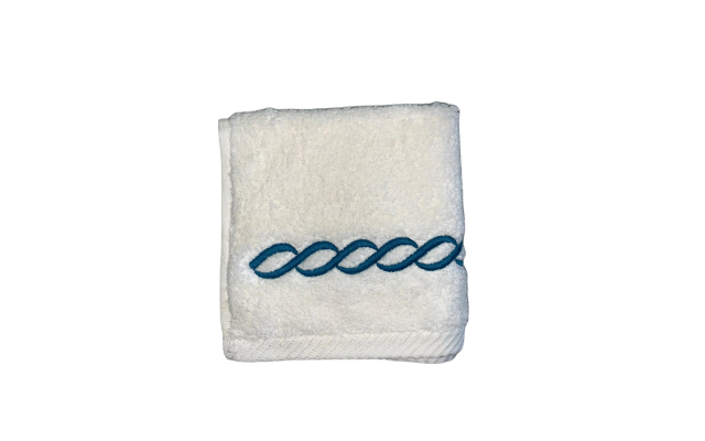 Matouk Classic Chain Basic Washcloth. Turquoise, 12x12