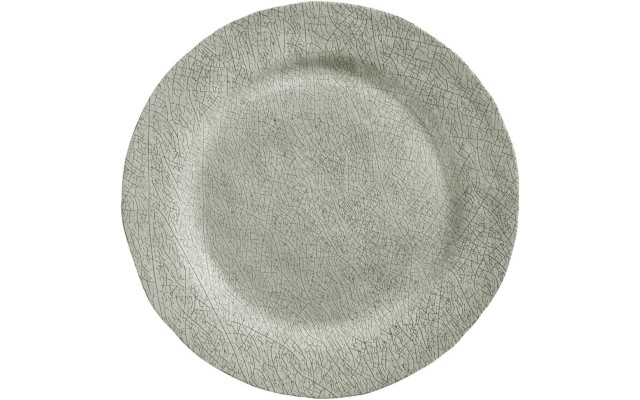  Stamped Crackle Round Dinner Plate, Grey, 11.5”