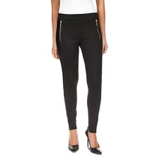 Michael Kors Faux Leather Detail Leggings, Black, Medium