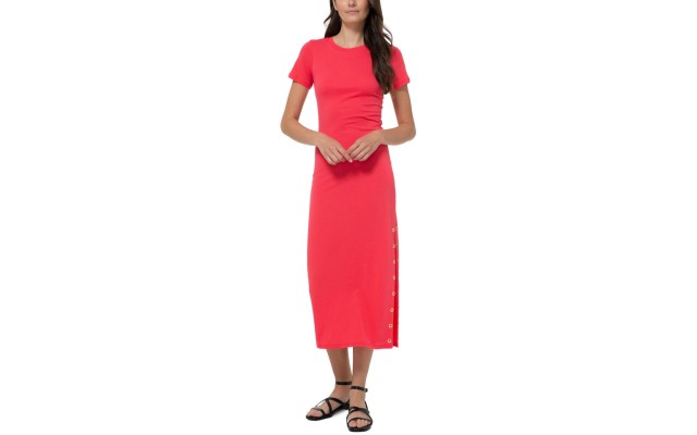  Grommet-Trim Regular & Petite Maxi Dress, Geranium, Small