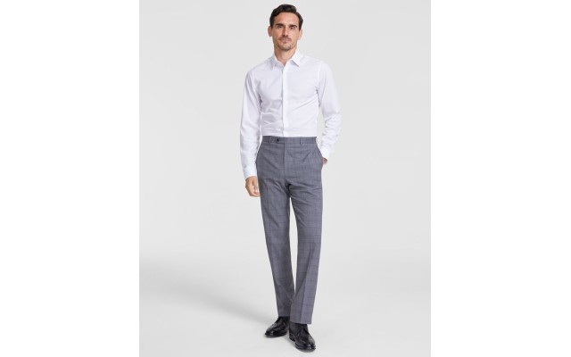  Men’s Classic Fit Fall Patterned Pants – Light Grey, 34×32