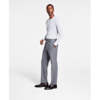 Michael Kors Men’s Classic Fit Flat Front Creased Pants, Gray, 32×32