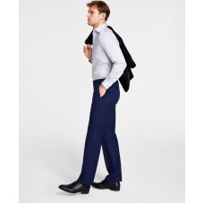 Michael Kors Men’s Classic Fit Flat Front Creased Pants, Navy, 32×32