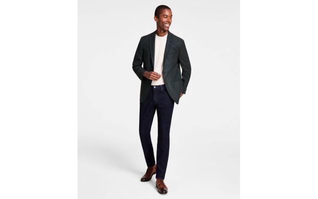  Men’s Classic Fit Herringbone Sport Coat, 42L, Green