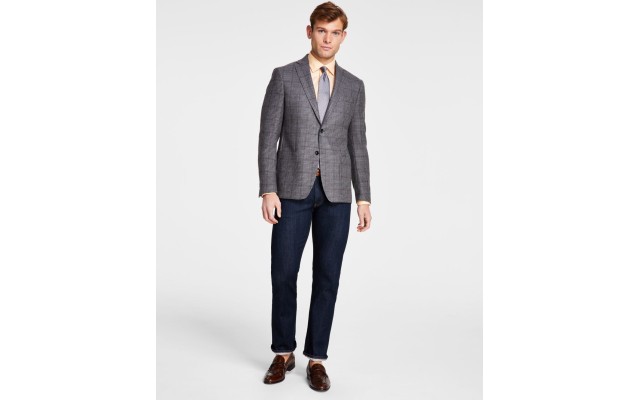  Men’s Classic Fit Wool Blend Sport Coats, Gray/Tan, 38S