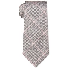 Michael Kors Men’s Glenurquhart Check Silk Slim Tie, Pink/Grey