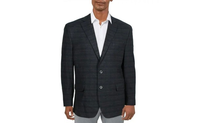  Mens Kelson Plaid Modern Fit Two-Button Blazer, 46 Long