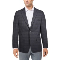 Michael Kors Mens Kelson Plaid Modern Fit Two-Button Blazer, 48 Long
