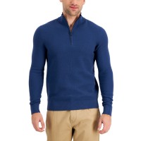 Michael Kors Mens Layering Collared 3/4 Zip Pullover  Sweater, Blue, X-Large