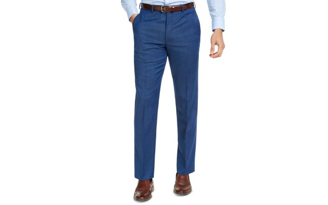  Men’s Modern-Fit Airsoft Stretch Suit Pants, Navy, 40×30