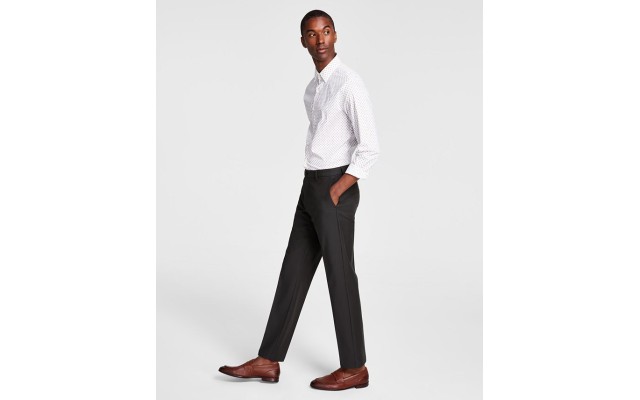  Men’s Pattern Classic Fit Pants, Olive, 38×32