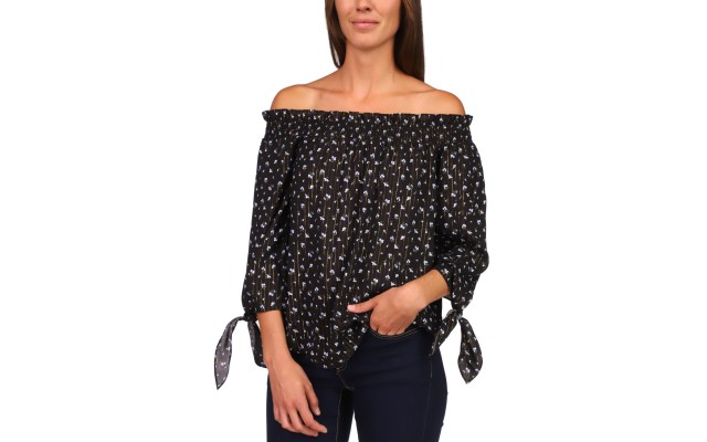  Off-the-shoulder Printed Top Crew Black XXSmall