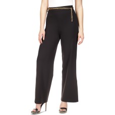 Michael Kors Petite Chain-Belt High-Rise Slit-Cuff Pants – Black, P/S