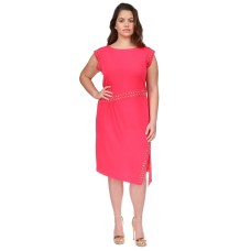 Michael Kors Plus Size Astor Studded Side-Slit MIDI Dress – Deep Pink, 1X