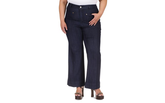  Plus Size High-Rise Flare-Leg Jeans, Indigo Rinse, 22W