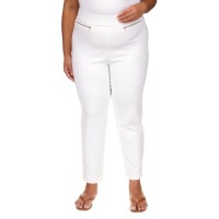 Michael Kors Plus Size High-Rise Pull-on Pants – White, 3X