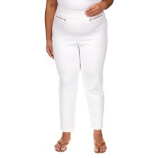 Michael Kors Plus Size High-Rise Pull-on Pants – White, 3X