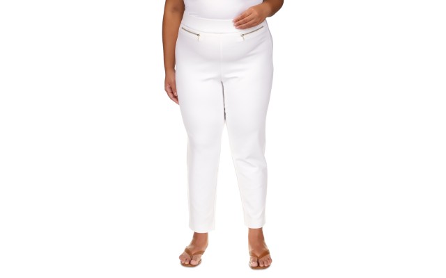  Plus Size High-Rise Pull-on Pants – White, 3X