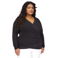 Michael Kors Plus Size Rhinestone-Trim Crossover Top – Black, 0X