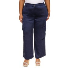 Michael Kors Plus Size Satin Cargo Pants – Midnight Blue, 2X