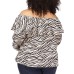  Plus Size Tiger-Print Ruffled Cold Shoulder Top – Bone, 3X