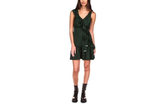  Ruffled Faux-wrap Dress Moss, 4