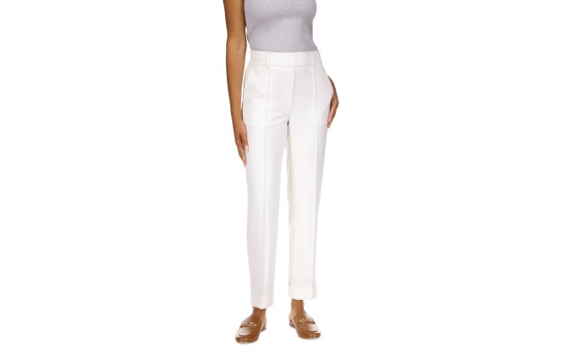  Women’s High-Rise Pull-on Pants, Regular & Petite – White, 14P