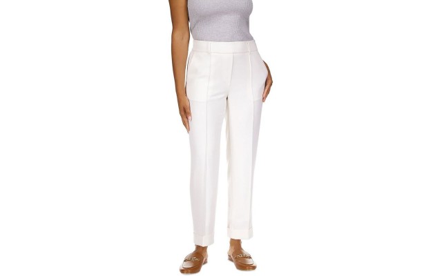  Women’s High-Rise Pull-on Pants, Regular & Petite – White, 2P