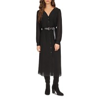 Michael Kors Women’s Kate Belted Button-Down MIDI Dress, Black, Large